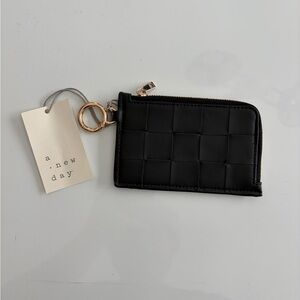 a new day Black Quilted Card Holder with Gold Ring